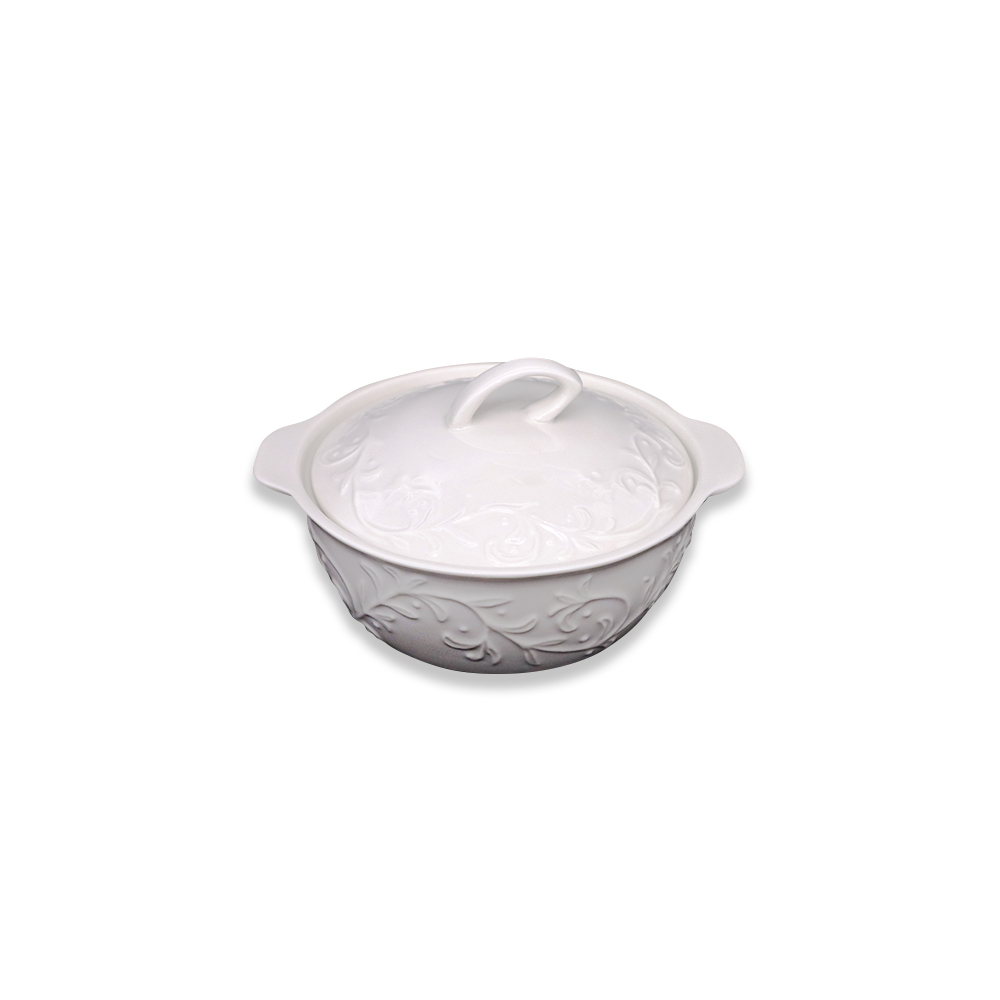 Flowers White Saucepot with Lid
