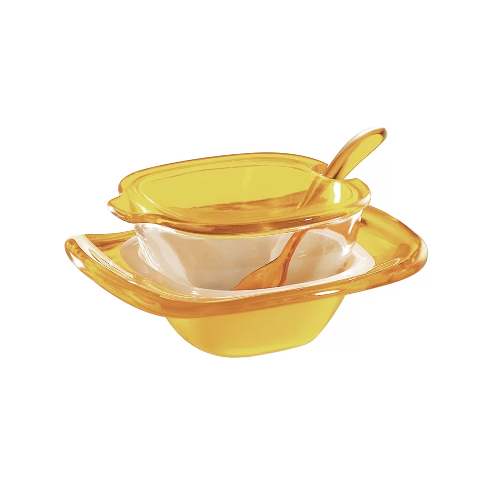 Parmesan/Sugar Server With Teaspoon - Vintage Yellow