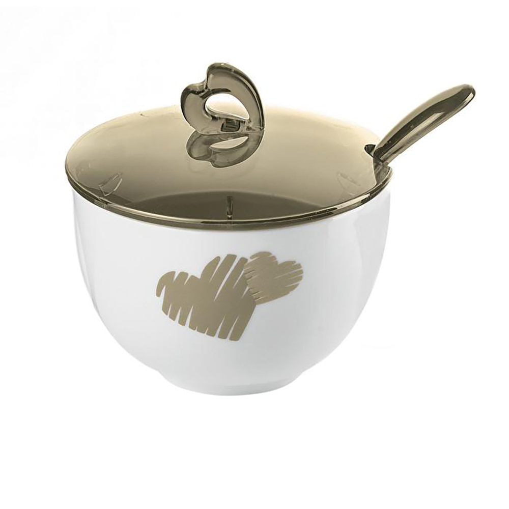 Love Sugar Bowl With Teaspoon - Sand