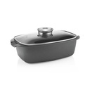Deep Roasting Pan With Glass Lid - Black