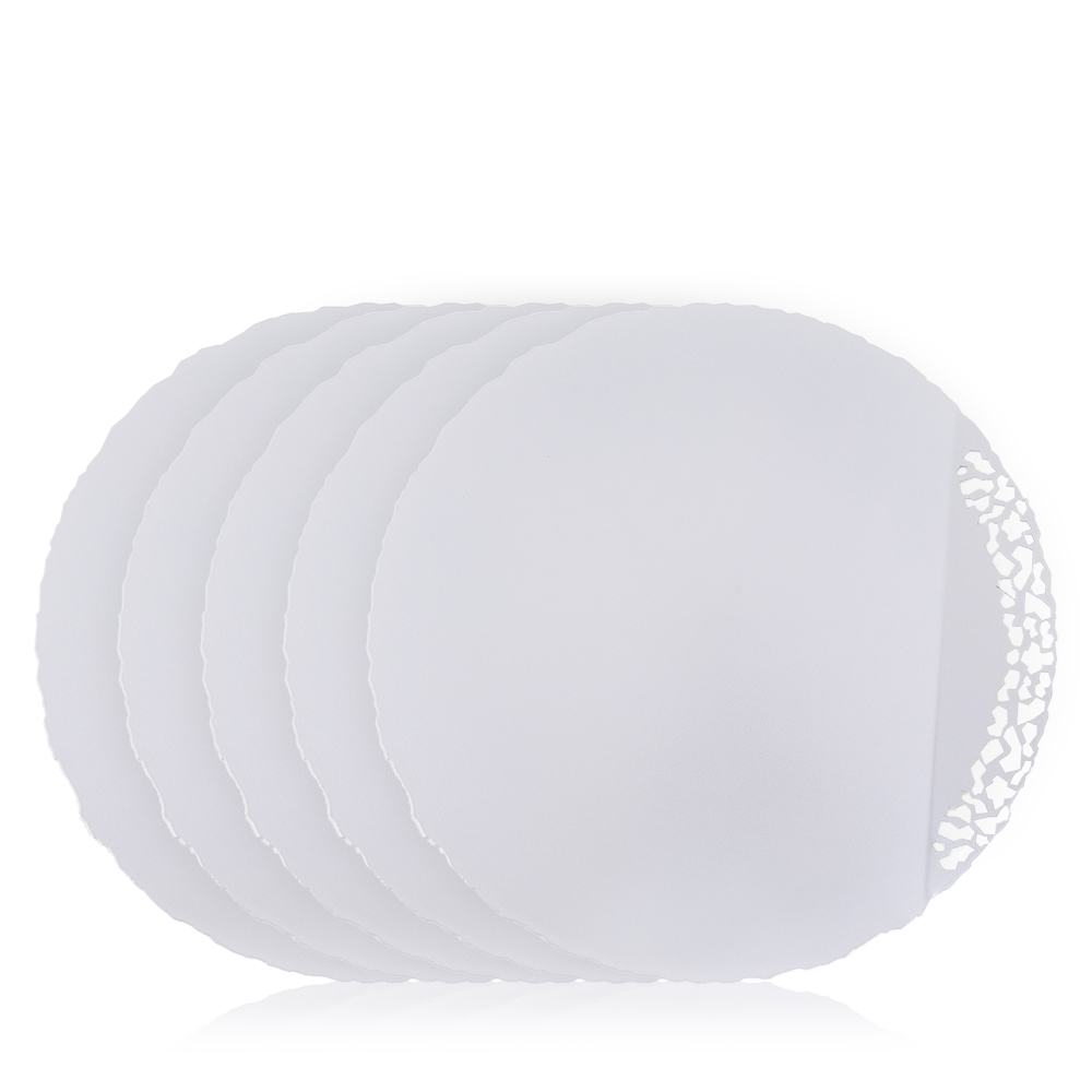 طقم أطباق دائرية فضي للتقديم  - 5 قطع