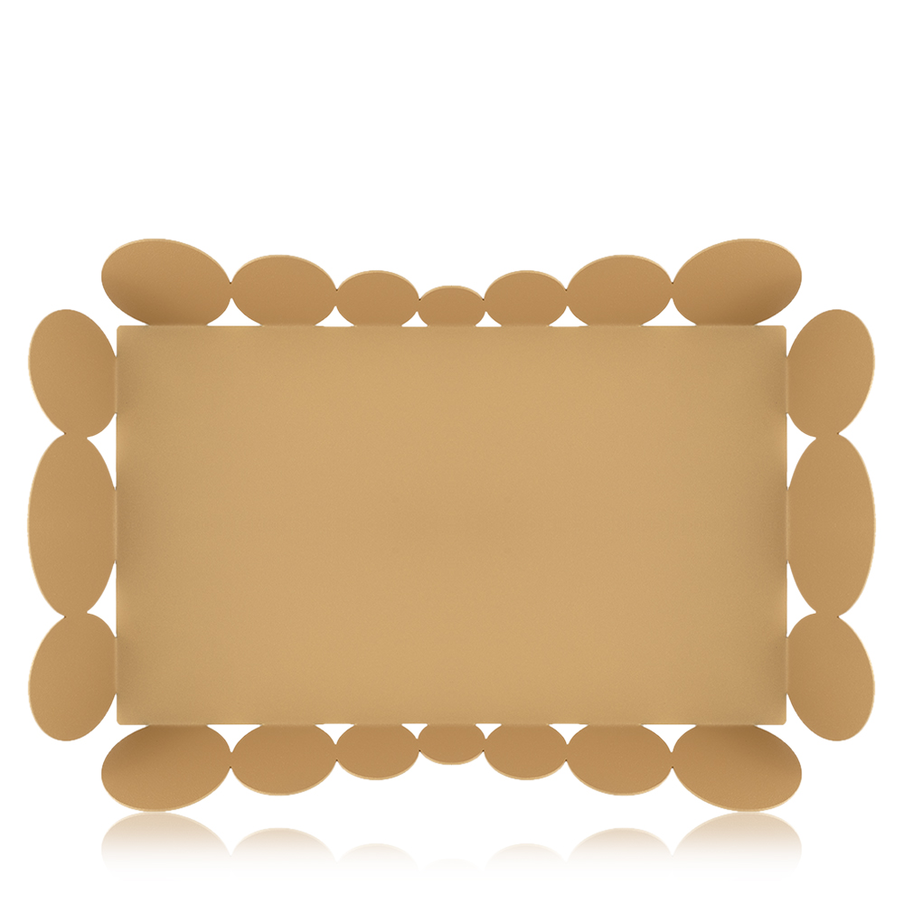 Cutout Edges Rectangular Tray - Matte Gold