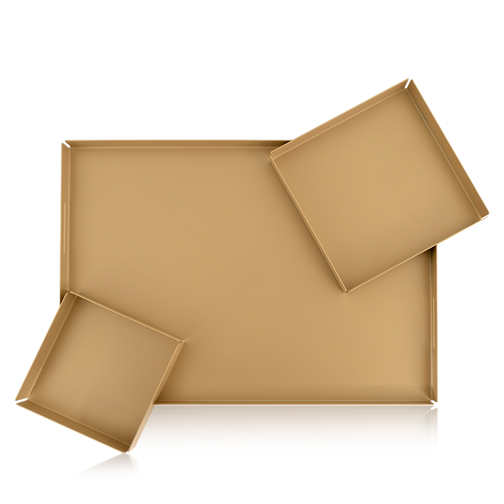 Cutout Edges Rectangular Tray - Matte Gold