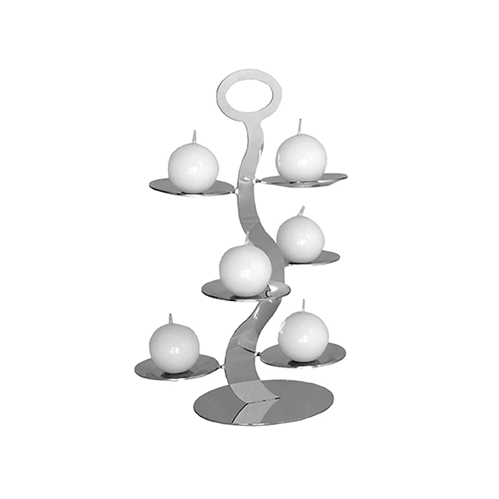 Stainless Steel Candle Holder With 6 Plates 
