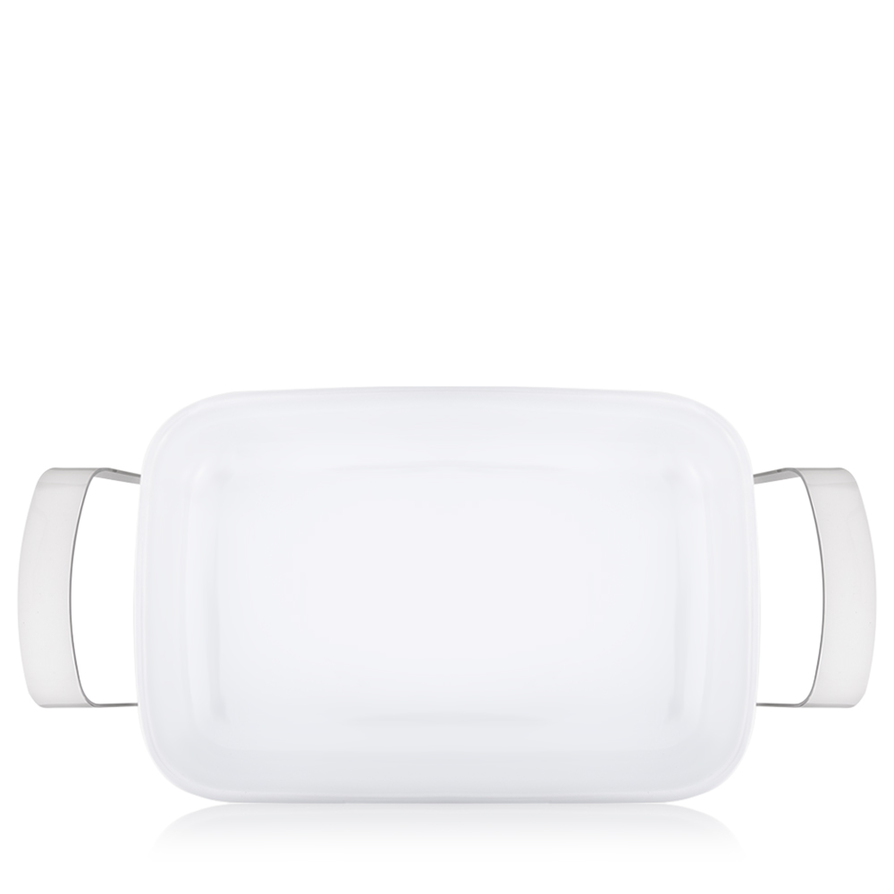 Rectangular Porcelain White Dish With Holder - Small