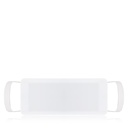 صحن بورسلين ابيض مع حامل ستانلس ستيل مستطيل - كبير