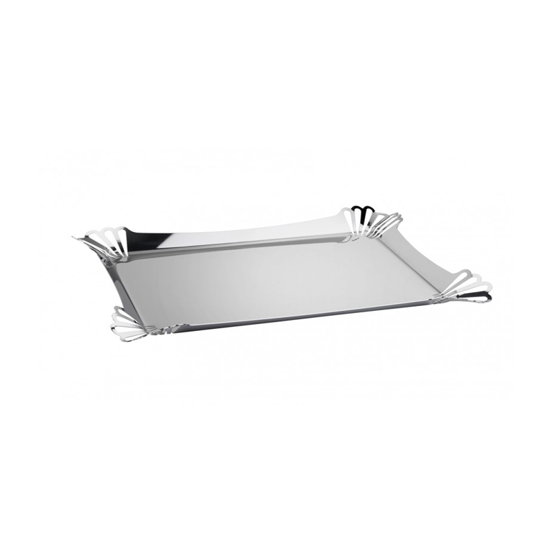Rectangular Stainless Steel Mirror Tray - 38 x 23 cm - Silver