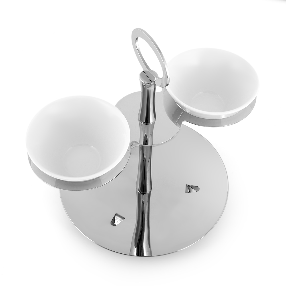 Stand with 2 Porcelain Snack Bowls