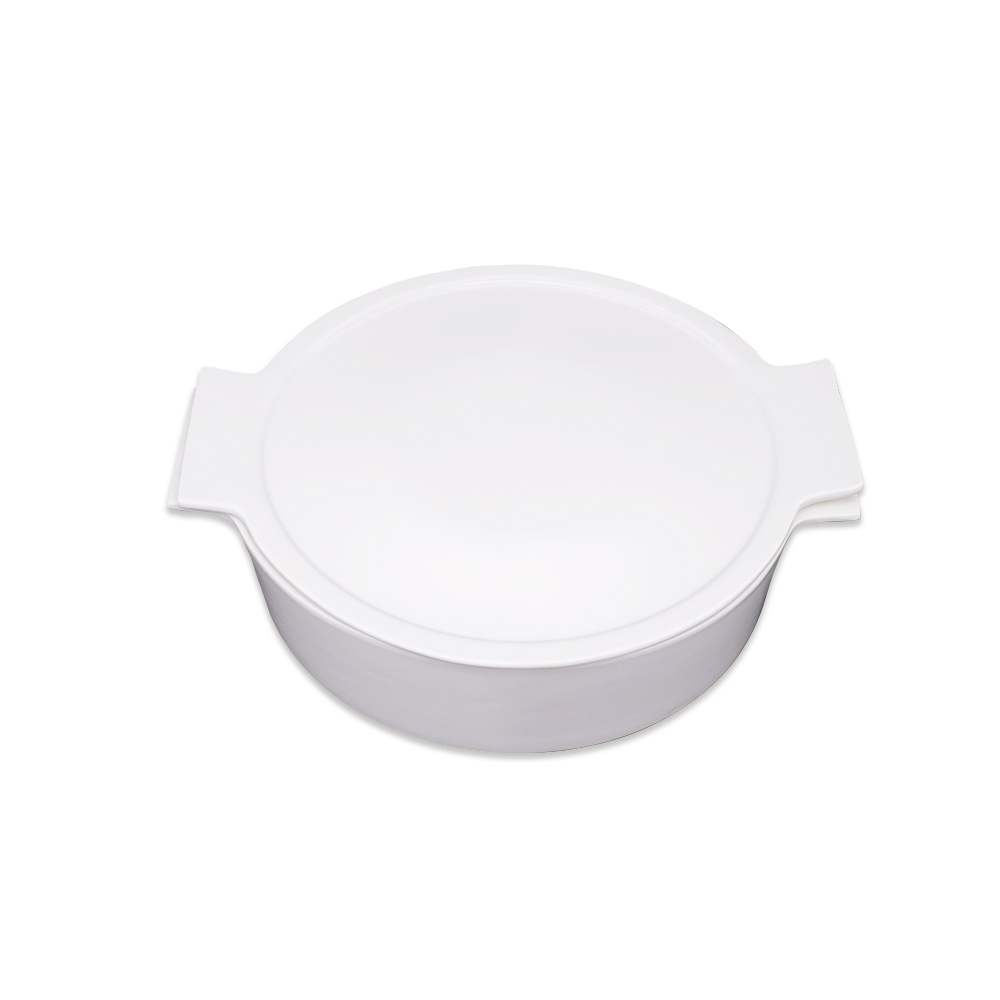 Plain Round Casserole with Cover White - 32cm