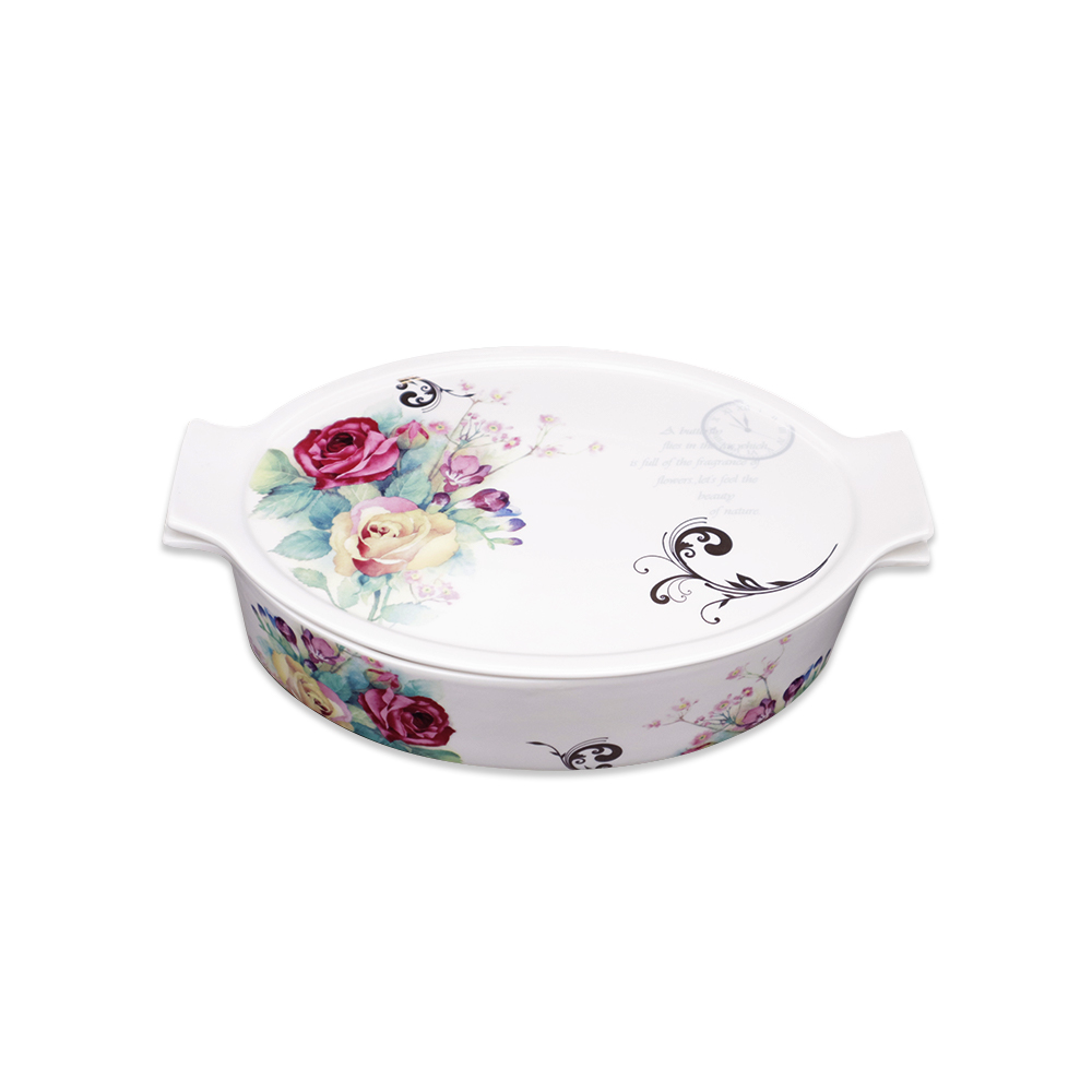 Flowers Oval Casserole with Cover - 34cm