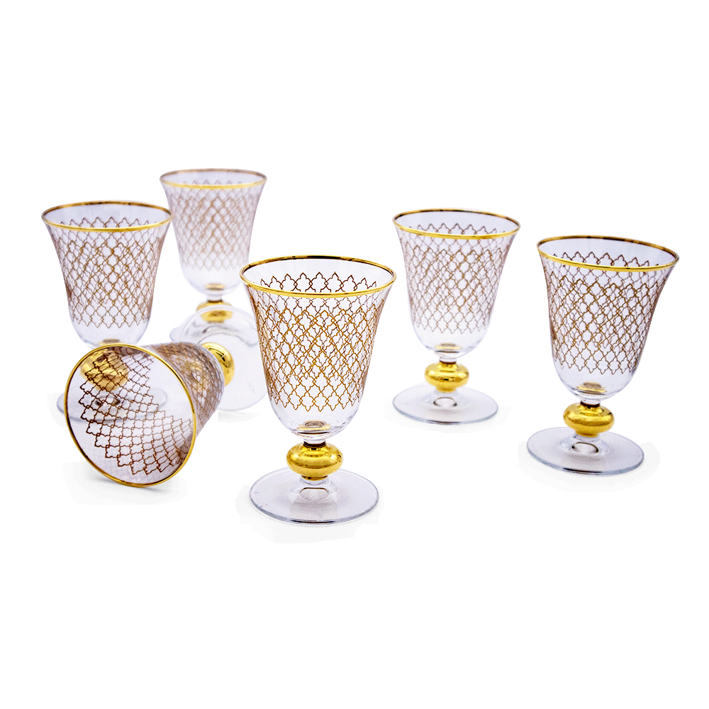 Plex Gold Stemware Glass Set - 6pcs