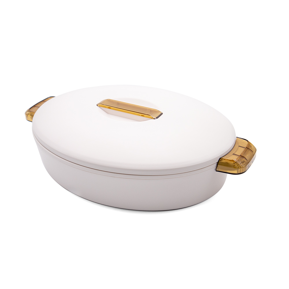White/Amber Colorado Oval Insulated Server - 2.8L