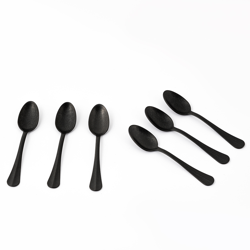 Retro Black Moka Spoon Set - 6pcs