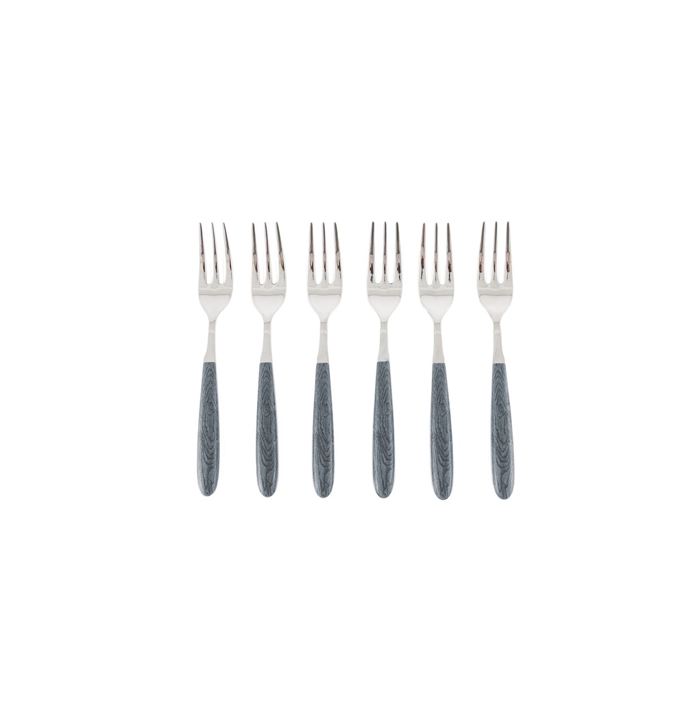 Vero Olmo Grigio Cake Fork Set of 6 - Grey