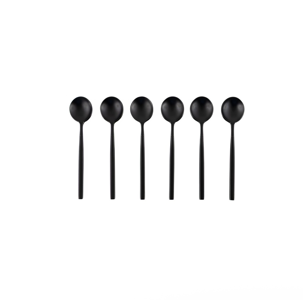 Kyoto Stainless Steel Sandblasted Moka Spoon Set of 6 - Black