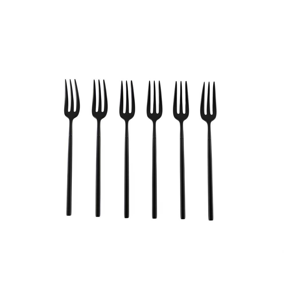 Kyoto Stainless Steel Sandblasted Cake Fork Set of 6 - Black