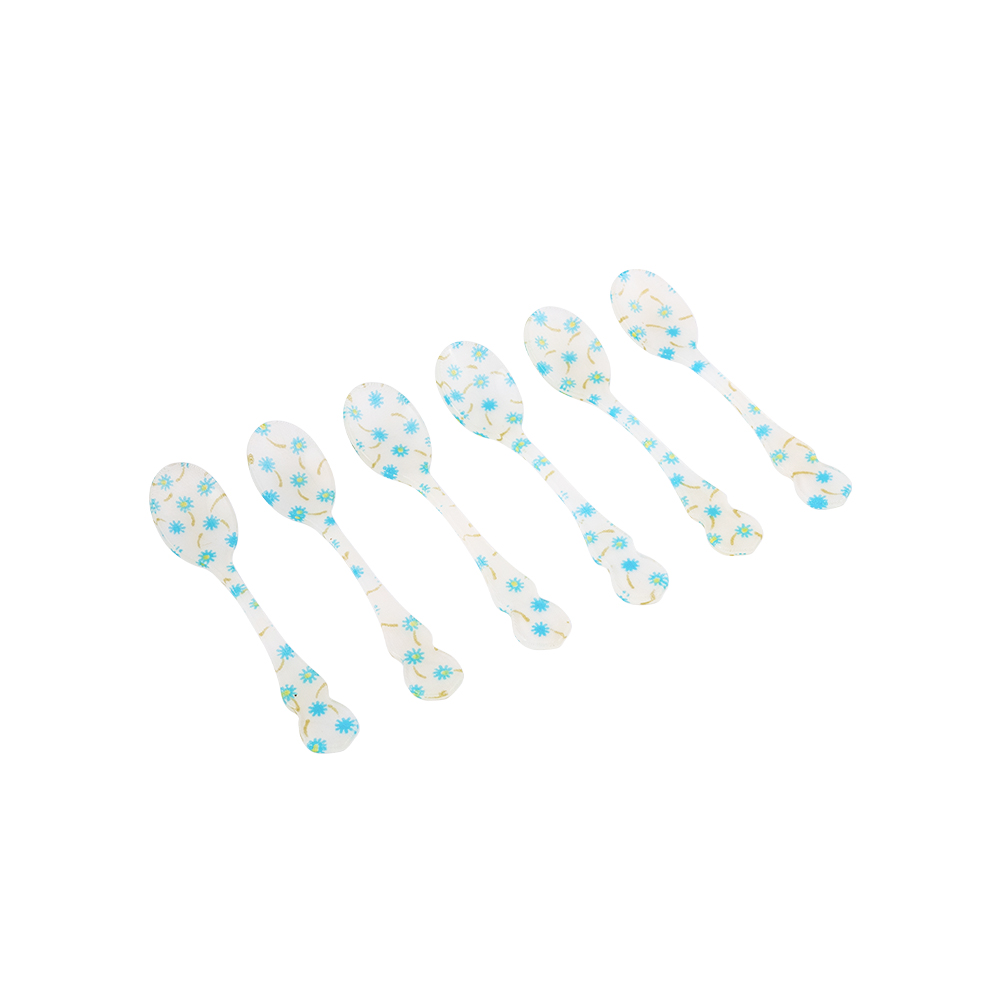 Flower Blue Moka Spoon Set - 6pcs