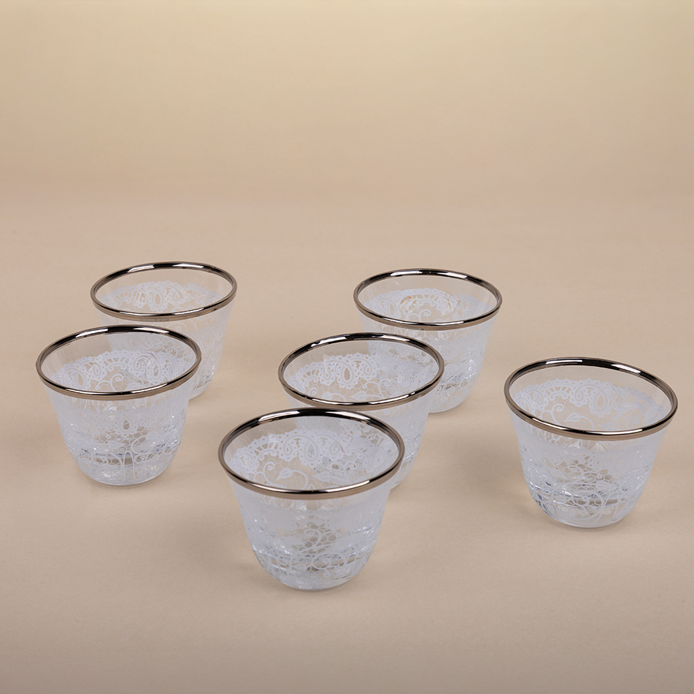 Dantel White Platin Arabic Coffee Set - 6pcs