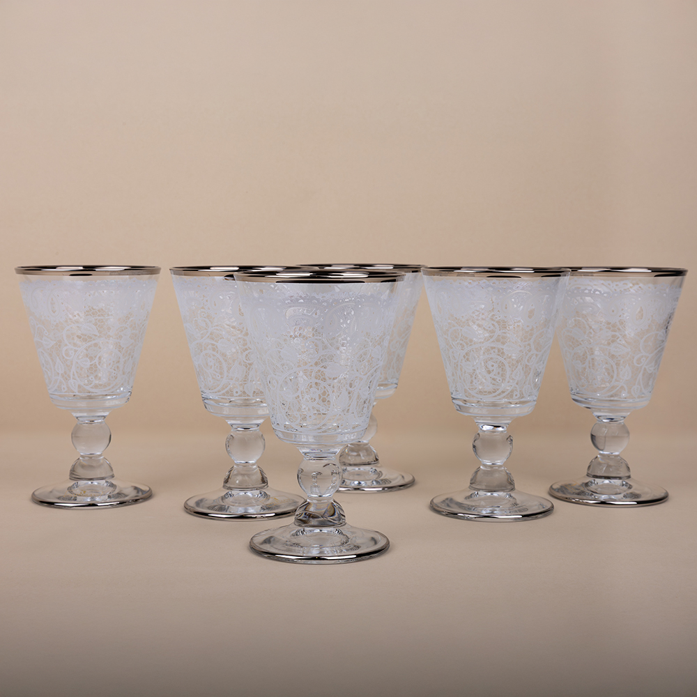 Dantel White Platin Glass Set - 6pcs