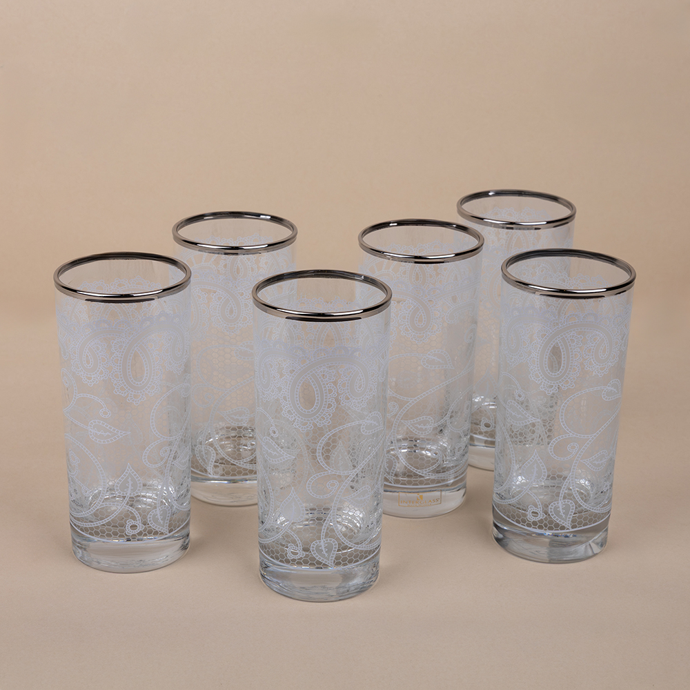 Dantelle White Platin Tumbler Glass Set - 6pcs