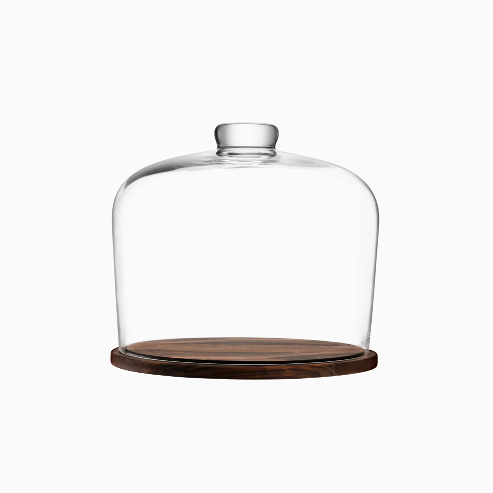 City Clear Dome & Walnut Base - 22cm 