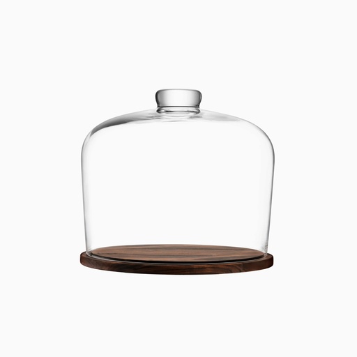 City Clear Dome & Walnut Base - 22cm 