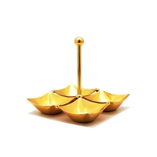 Iron Gold Plated Square Bowls with Stand - 4pcs