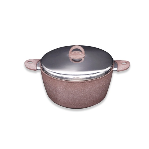 طنجرة جرانيت عميقة وغطاء ستيل بلون بنفسجي - 24سم