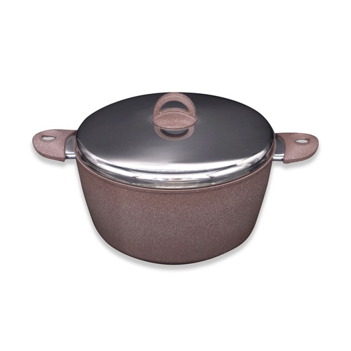 طنجرة جرانيت عميقة وغطاء ستيل بلون بنفسجي - 30سم