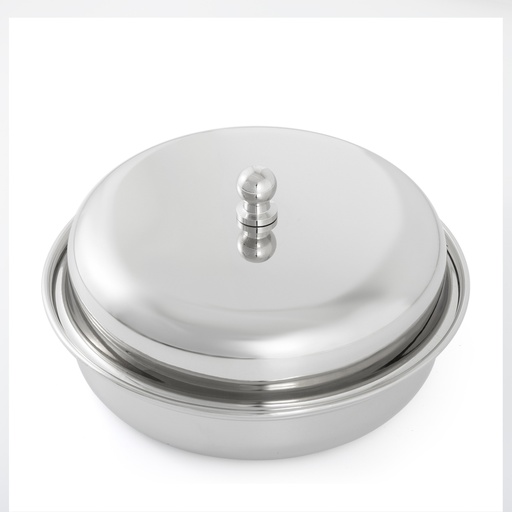 Steel Round Serving Dish with Lid - Large