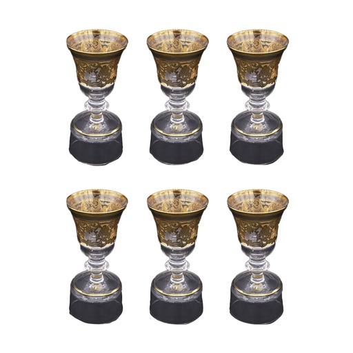 طقم كؤؤس كامبانا بنقوش فضي وذهبي - 6 قطع