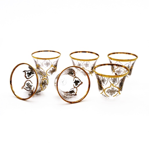 طقم قهوة عربي توسكانا 2 نقشة ذهبي وفضي - 6 قطع