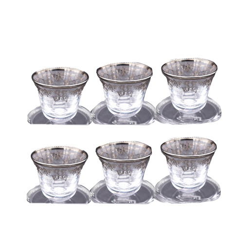 طقم قهوة عربي نقشة فضي خفيف 6 قطع