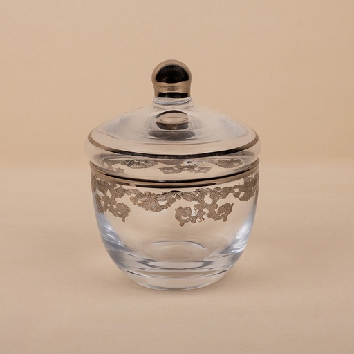 Sugar and Spice Bowl Set with Lid - Silver Pattern