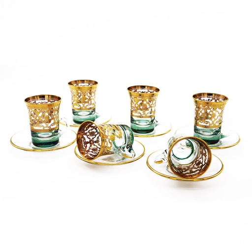 Verdi Green Gold Tea Cup Set - 12pcs