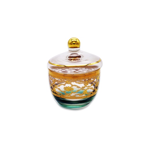 Gold Sugar Bowl with Green Base