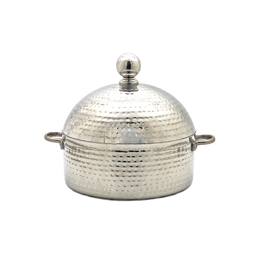 حافظة طعام مستديرة بتصميم مطروق ومقبض نحاسي - 36 سم