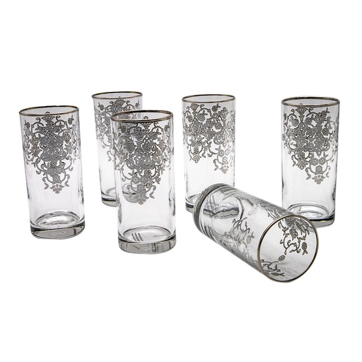 Silver Tumbler Glass Set - 6pcs
