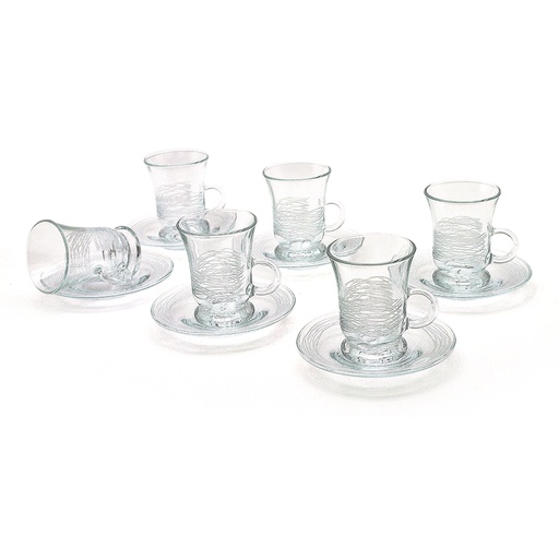 طقم فناجين شاي زجاج فروستيد - 6 قطعة