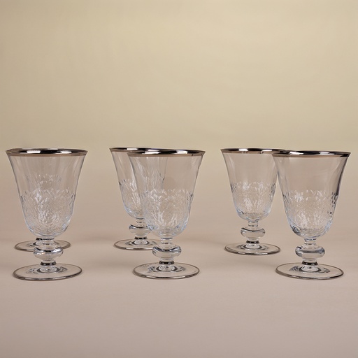 Platinum Rim Crystal Stemware Glass Set - 6pcs