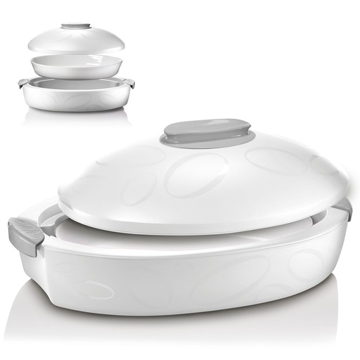 حافظة طعام توتوكالدو أبيض بغطاء مرتفع - 4 لتر