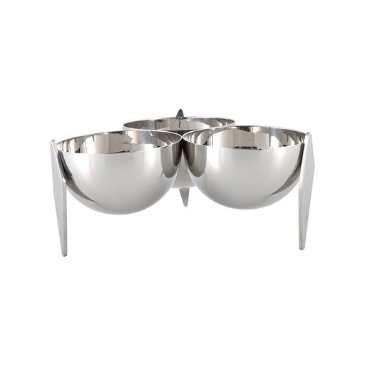 Sava Stainless Steel Triple Snack and Sauce Holder