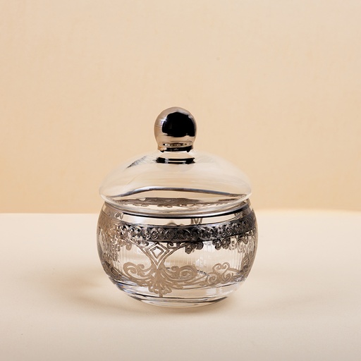 Bronze Detailing Hand Made Glass Sugar Bowl with Lid