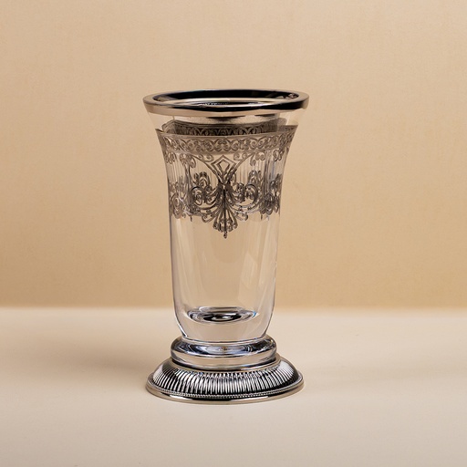 مبخرة زجاجية بتفاصيل برونزية وقاعدة معدنية