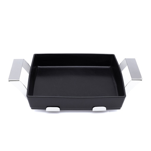 Rectangular Serving Porcelain Dish with Stainless Steel Holder - 33x54cm