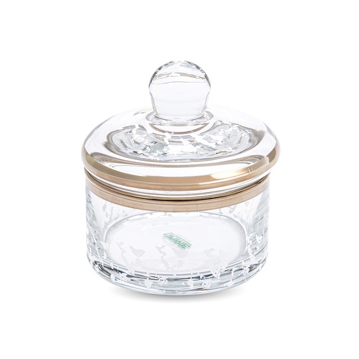 Glass Sugar Bowl with Gold & Silver Pattern