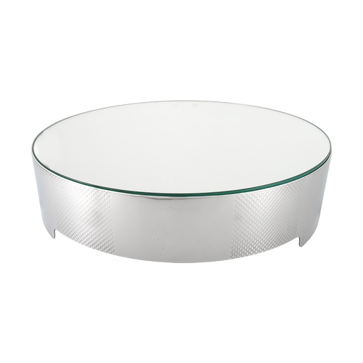 Sarezzo Stainless Steel Cake Plate with Mirrored Glass - 37cm