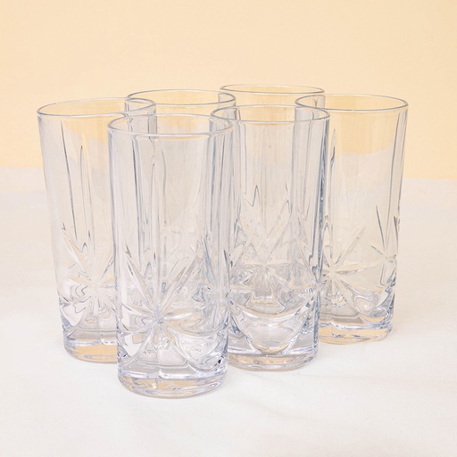 مجموعة جلاس ماء طويلة كريستال - 6 قطع