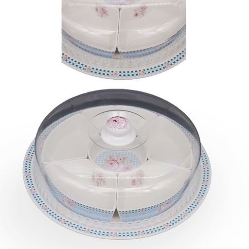 Divided Snacks Plate with Plastic Cover