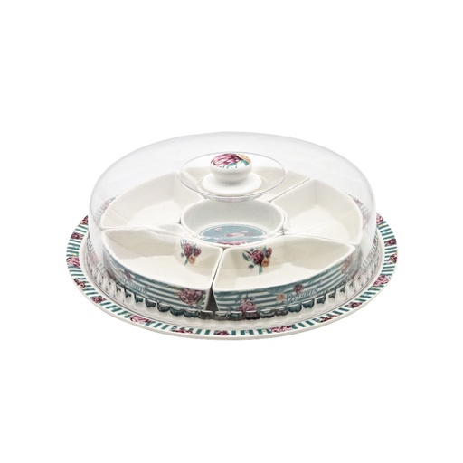 Divided Snacks Plate with Plastic Cover